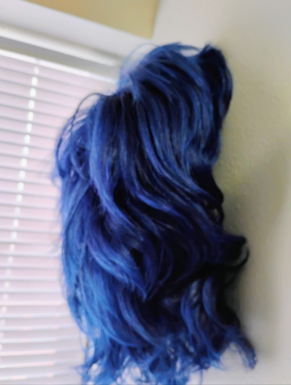 Stylish Wavy Blue Wig With Black Roots